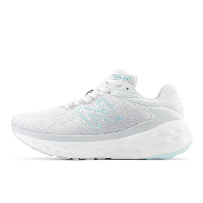 energy - returning technology shoes Womens New Balance Fresh Foam X 840V1 in Quartz Grey/Virutal Blue/Bright Cyan/White