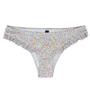 Anti Slip Waistband Anti Chafe Edging Women's Frill Waist Floral Bikini Bottom,Multi