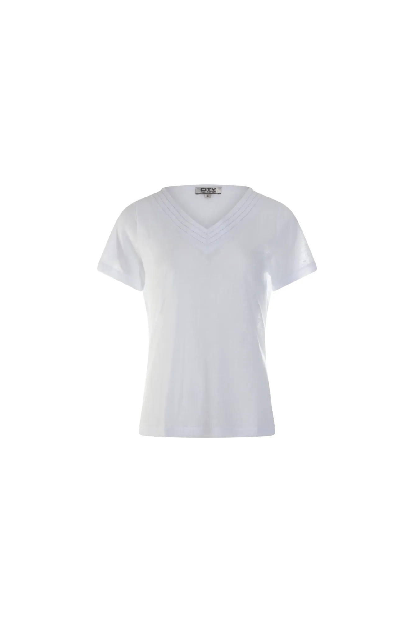 EcoDye Process Slub fabric V neck Top | WHITE | 7093AR