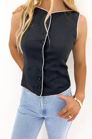 Eliana Vest Black Trendy Look Elegant Coat