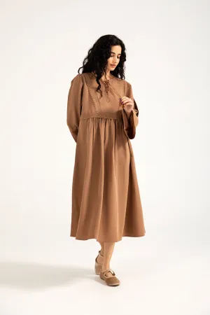 LONG DRESS WITH LACE DETAILS Pop Texture Luxe Comfort