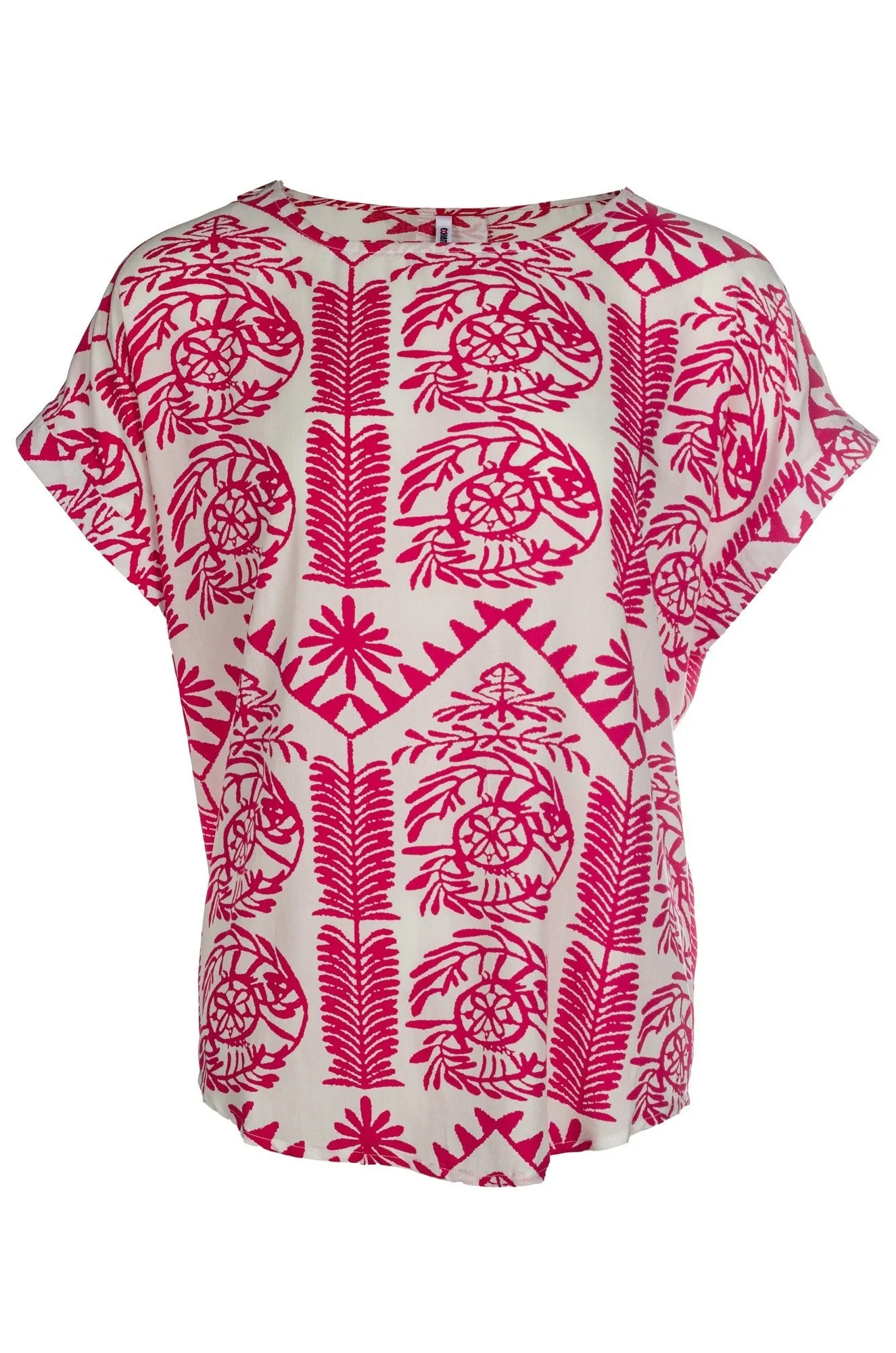 Printed Viscose Top | Cerise White Tile | 3333A1 Resort Mood