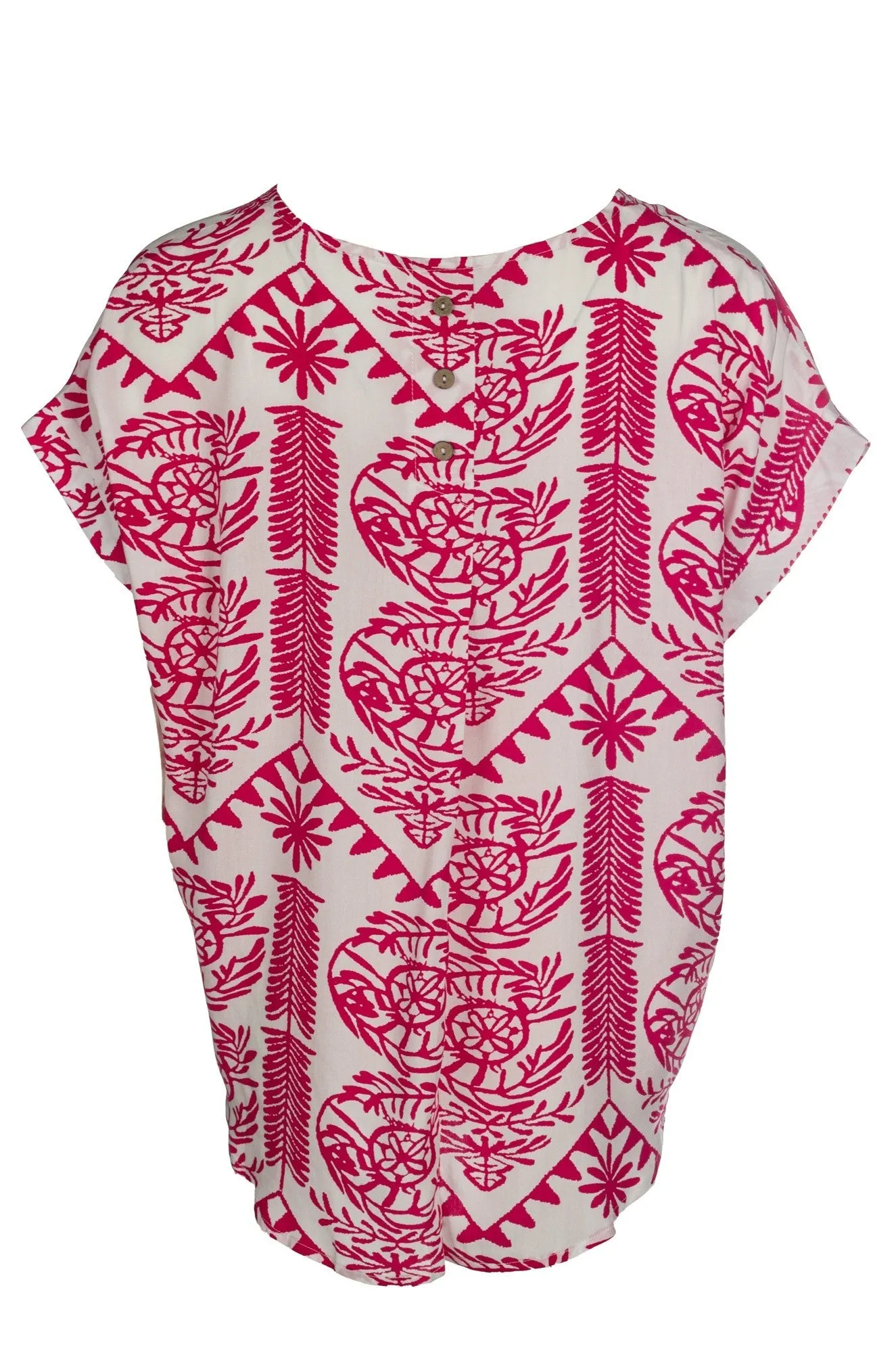 Printed Viscose Top | Cerise White Tile | 3333A1 NonRestrictiveCut