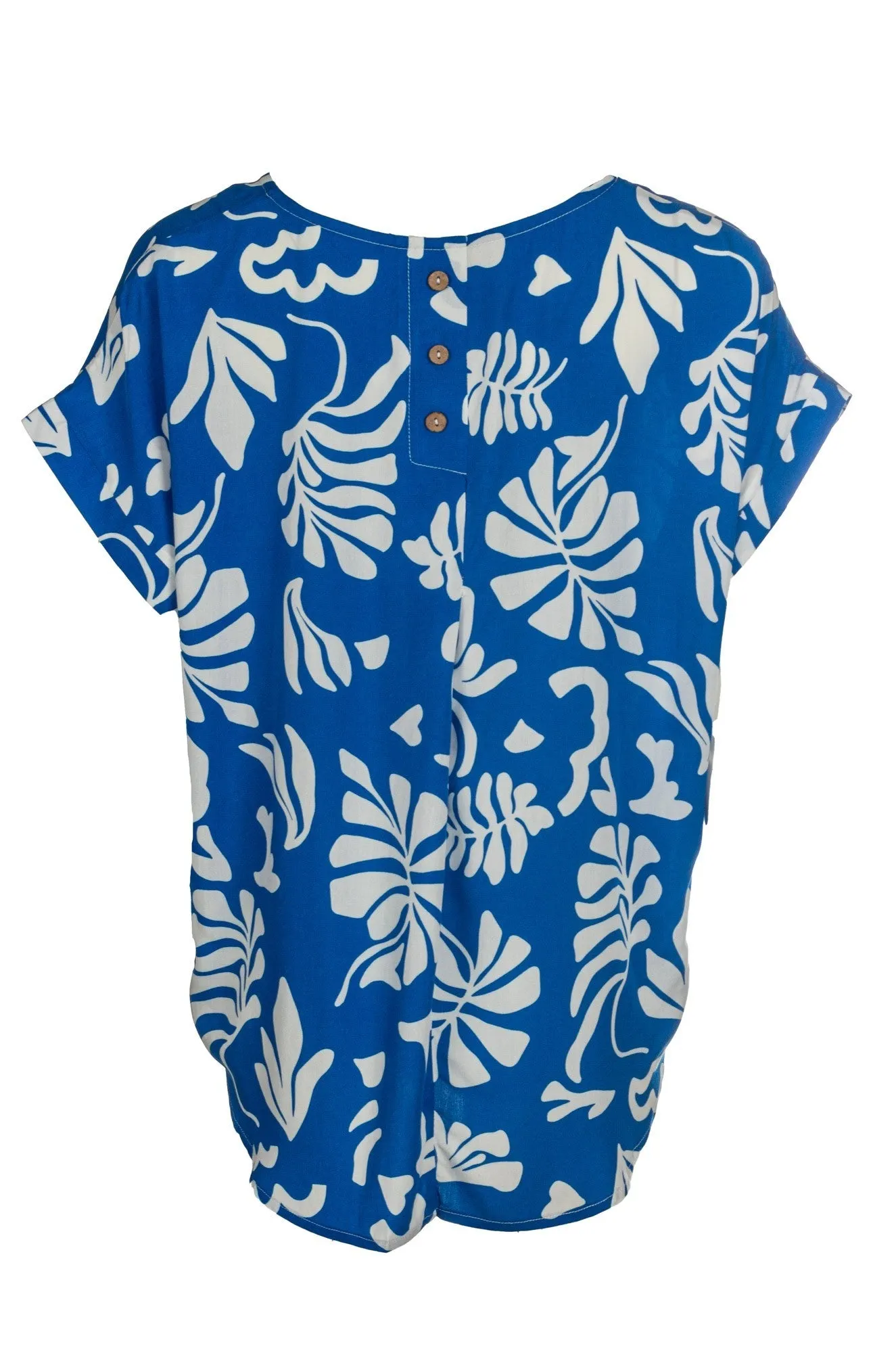 Casual Chic Printed Viscose Top | Marine White Palm | 3333A1