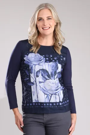 Everyday Comfort Top | Indigo Navy Flower | 3591B1