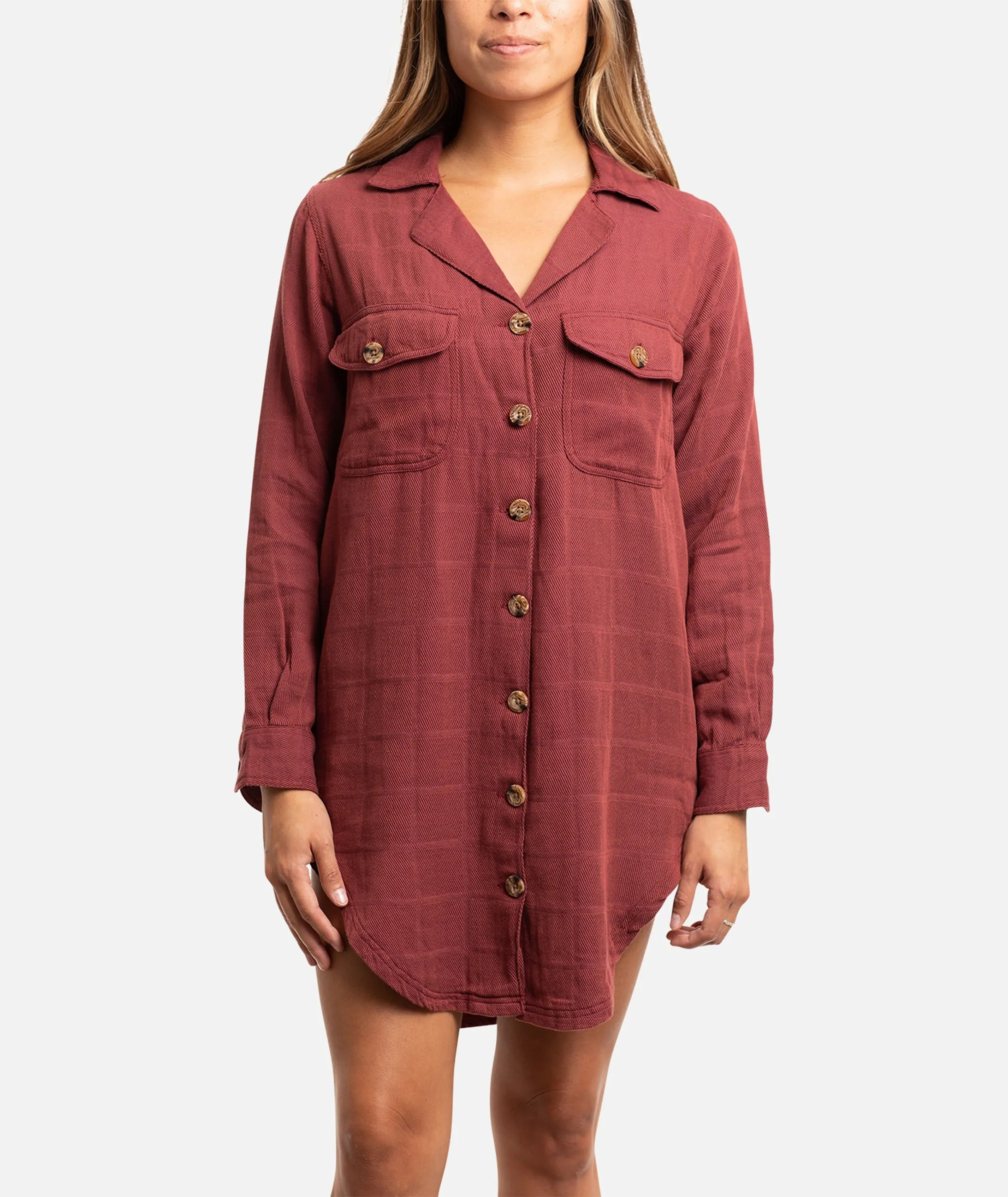 Easy Style Wear Eco Conscious Production Bonita Flannel Dress - Red