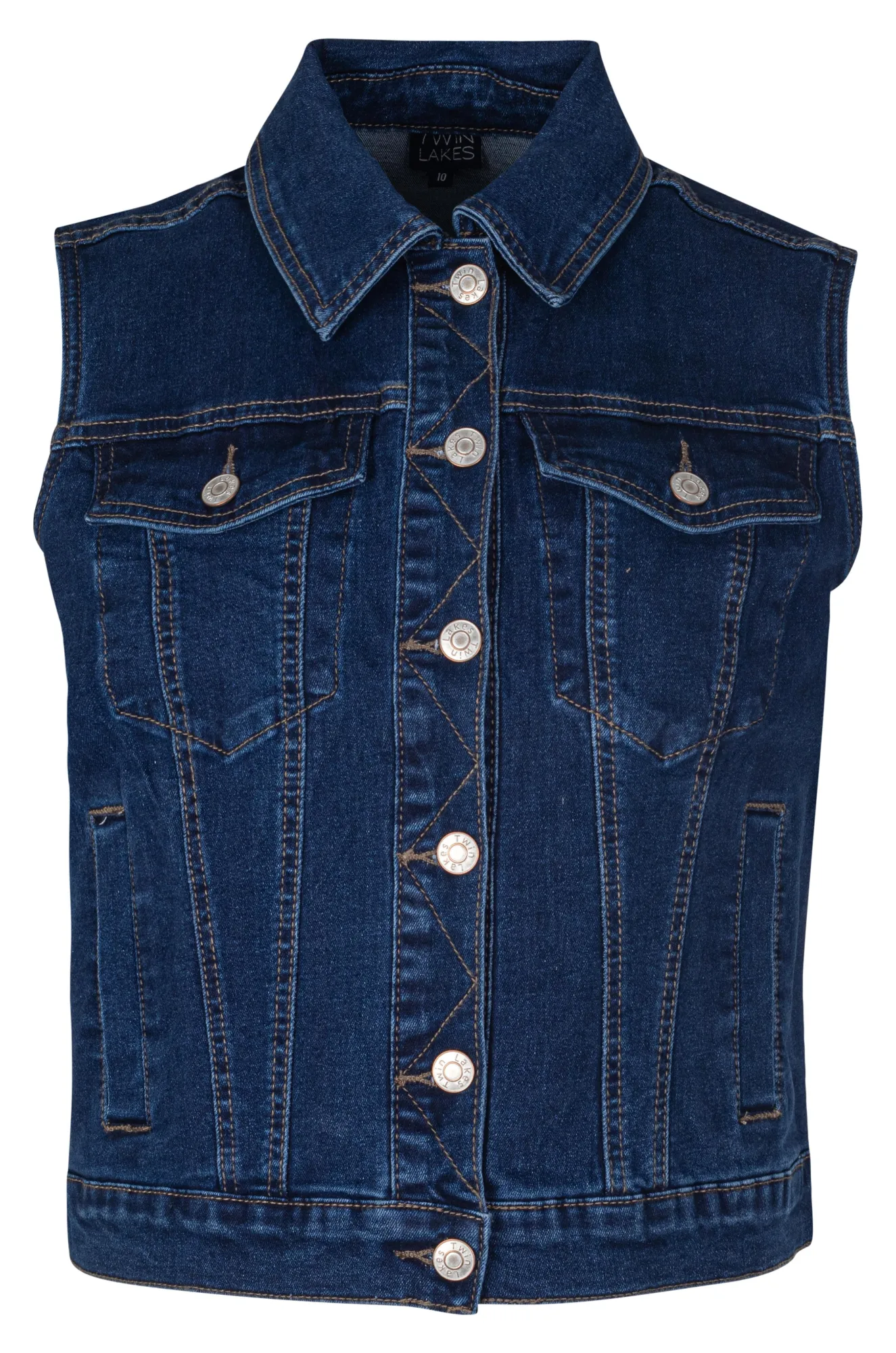 Flexible Daily Fit Denim Vest with collar | DARK INDIGO | 6621A1