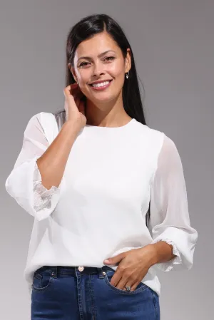 QuickRelease Fasteners AntiStatic Material Made in Italy Chiffon Top | WHITE | 0301A1