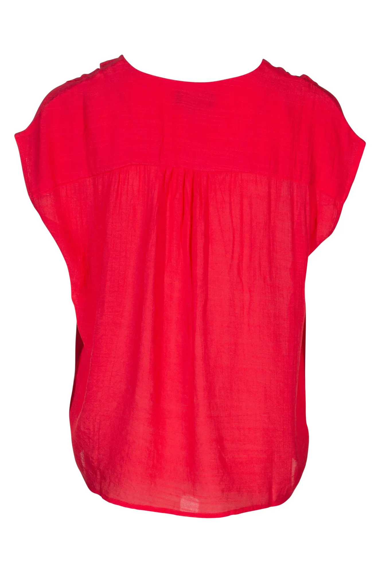 Easy Go Soft Crosshatch V neck Top | CORAL | 8827A1
