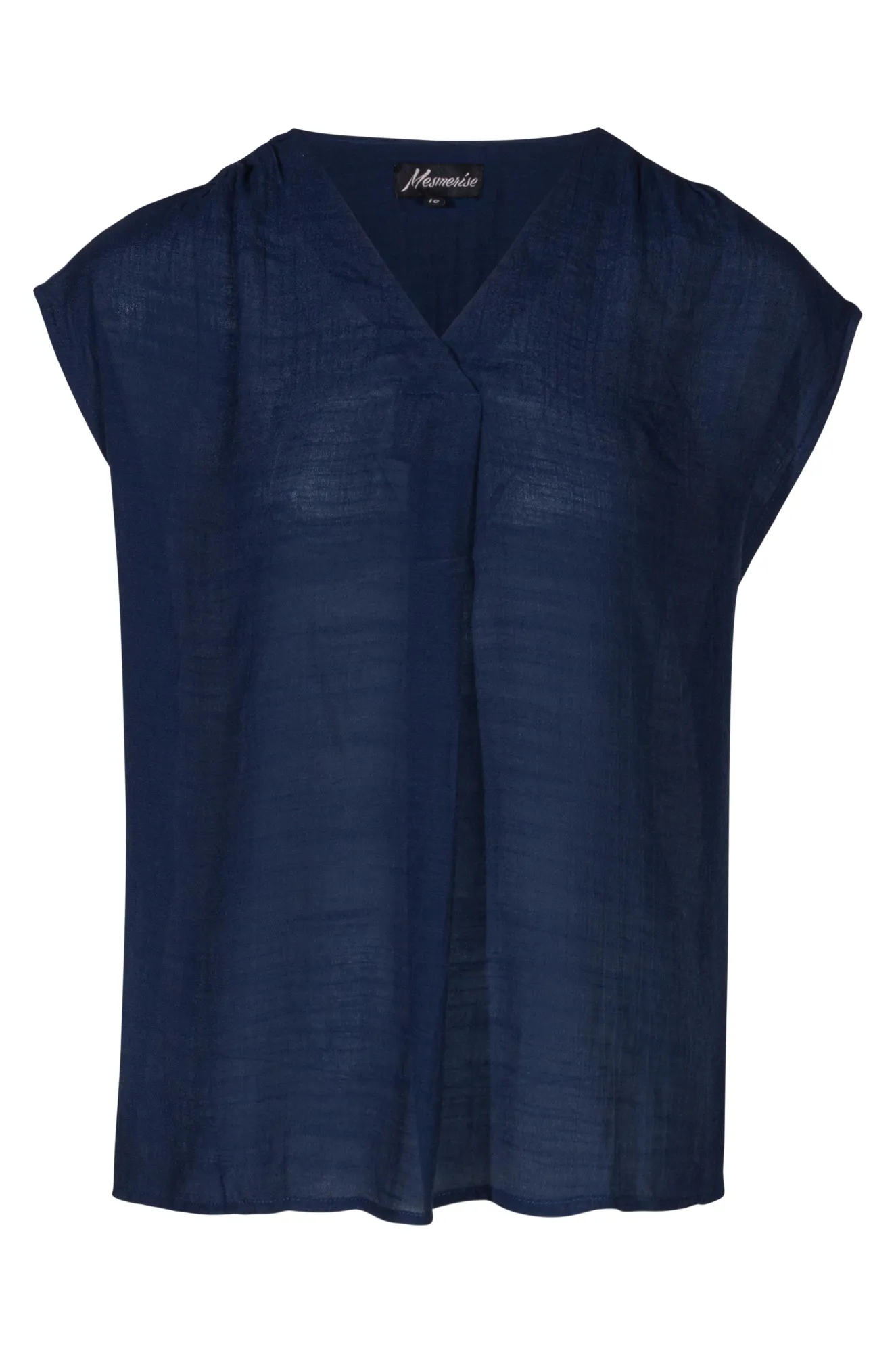 Statement Wear Soft Crosshatch V neck Top | NAVY | 8827A1