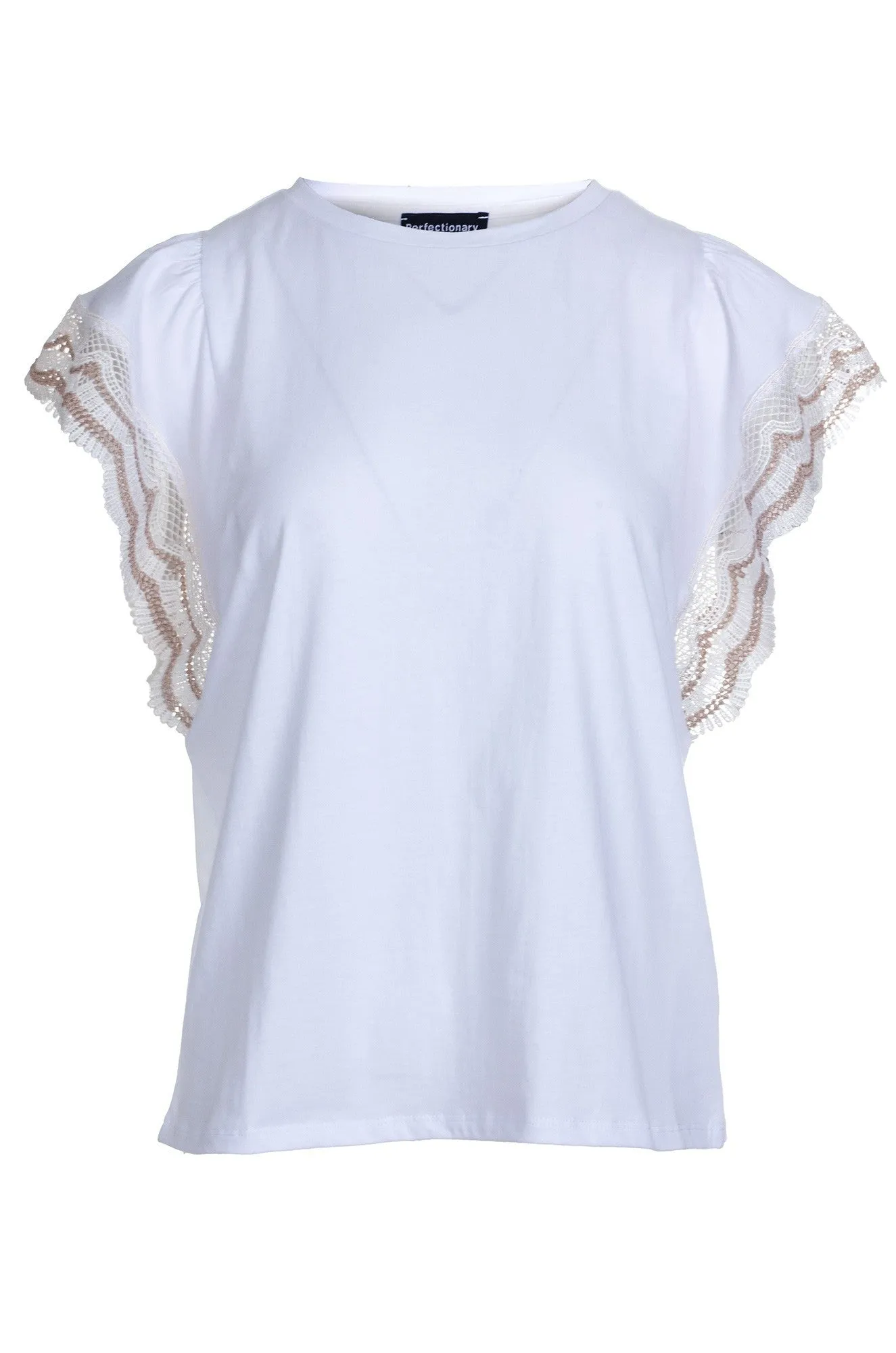 Relax Vibe Cotton Top with lace flutter sleeve | IVORY | 4522A1