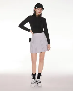 logo-embellished pleated skirt - Grey Elegant Texture