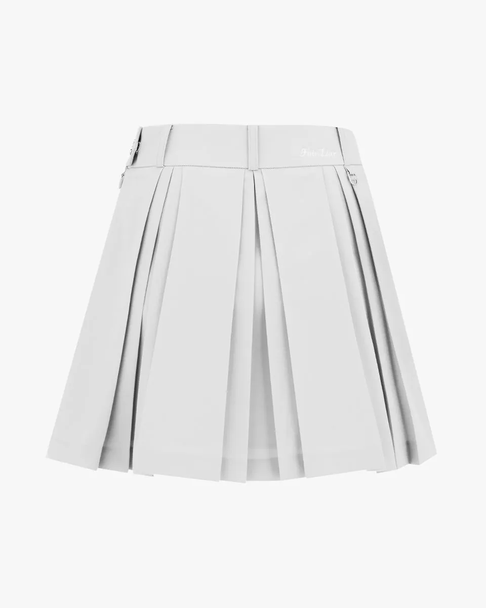 logo-embellished pleated skirt - Grey Tiered hem Designer Inspired