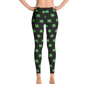 Four-Leaf Clover (Lime Green) Women's All-Over Leggings by ReadyGOLF Chic and Soft Fit