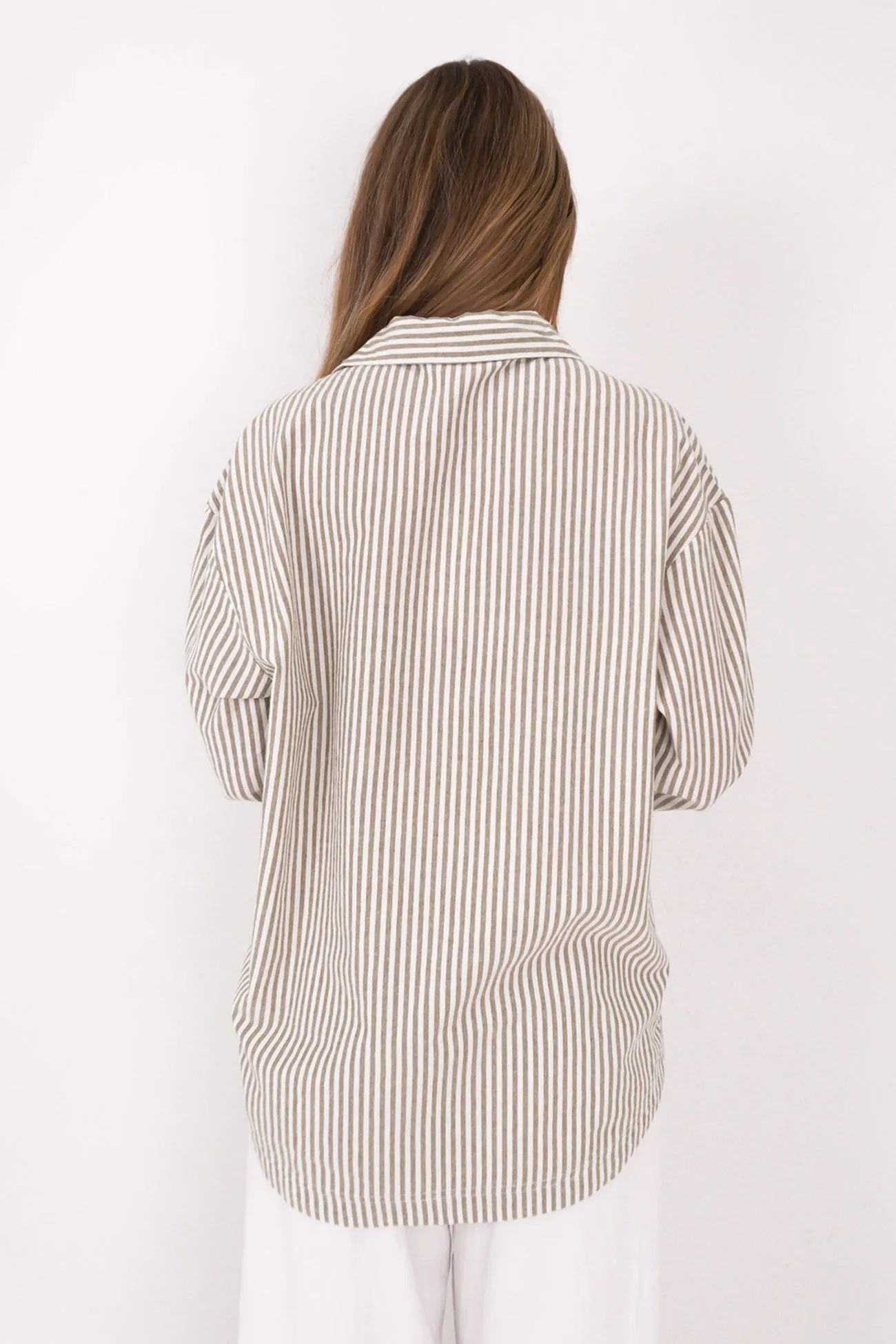 Valley Stripe Oversized Shirt Ivy semi-formal style
