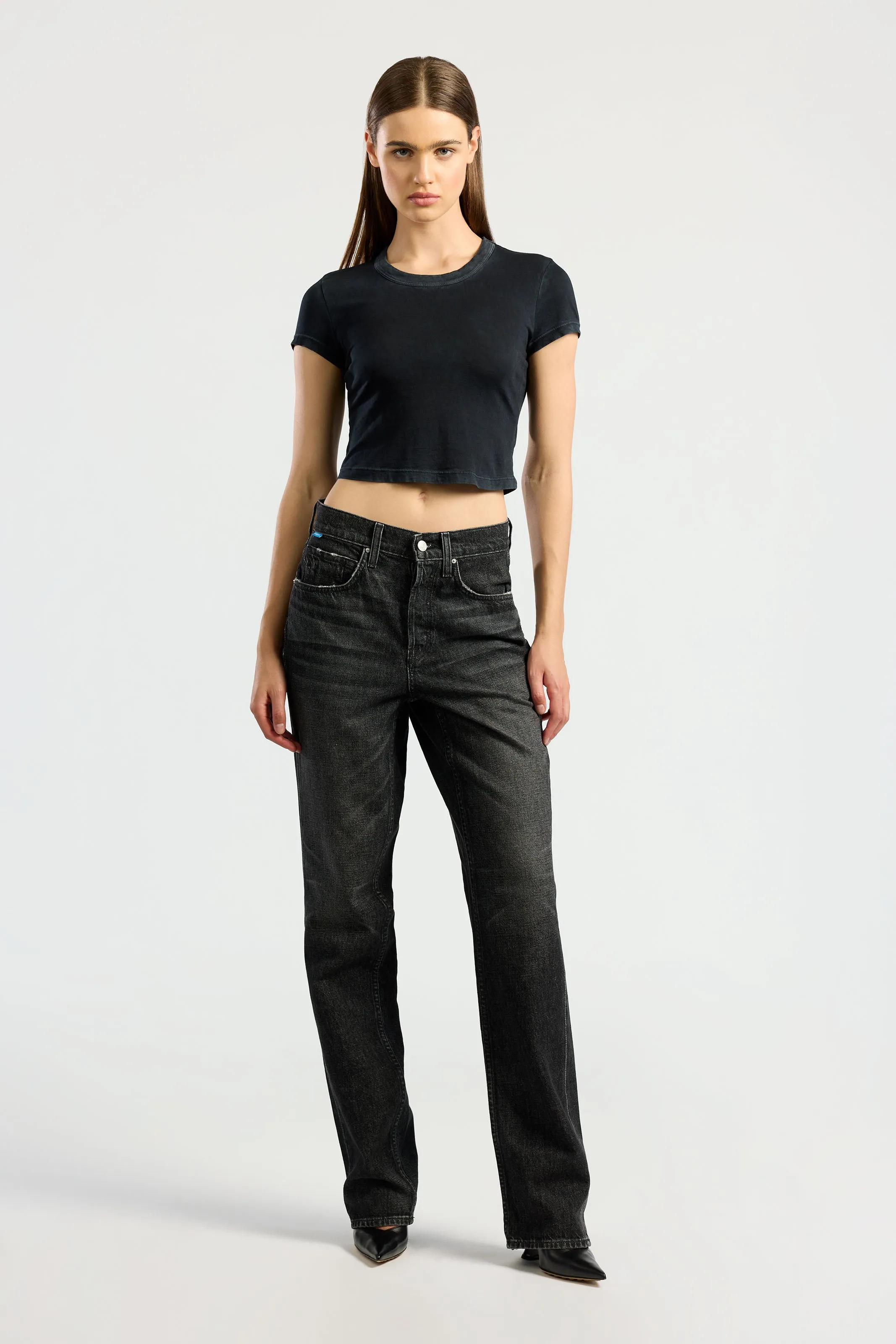 Standard Baby Tee Heathered Fabric Low Profile Silhouette