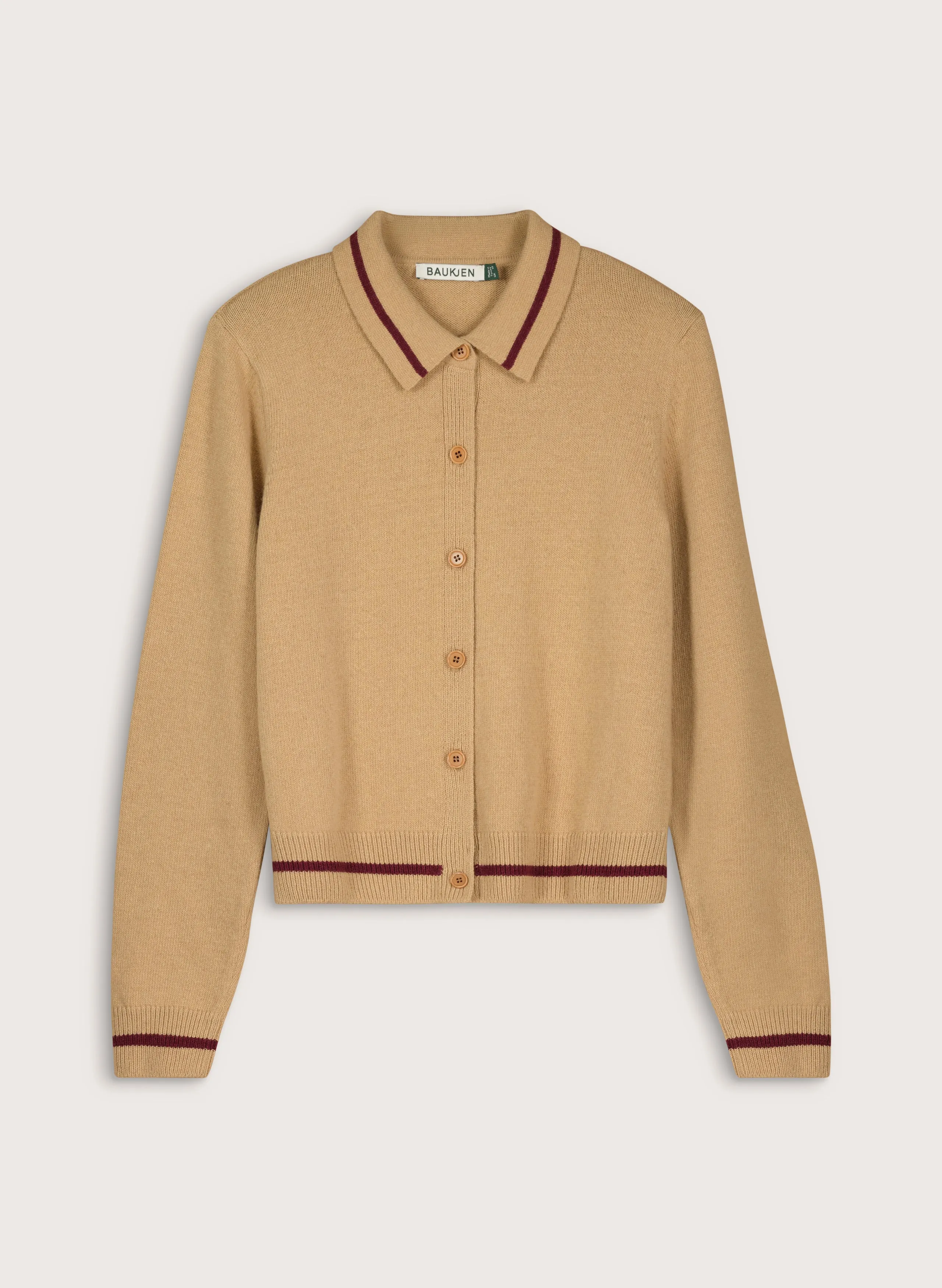 Gillian Wool Blend Collar Cardigan WrinkleResistant Lightweight Weave