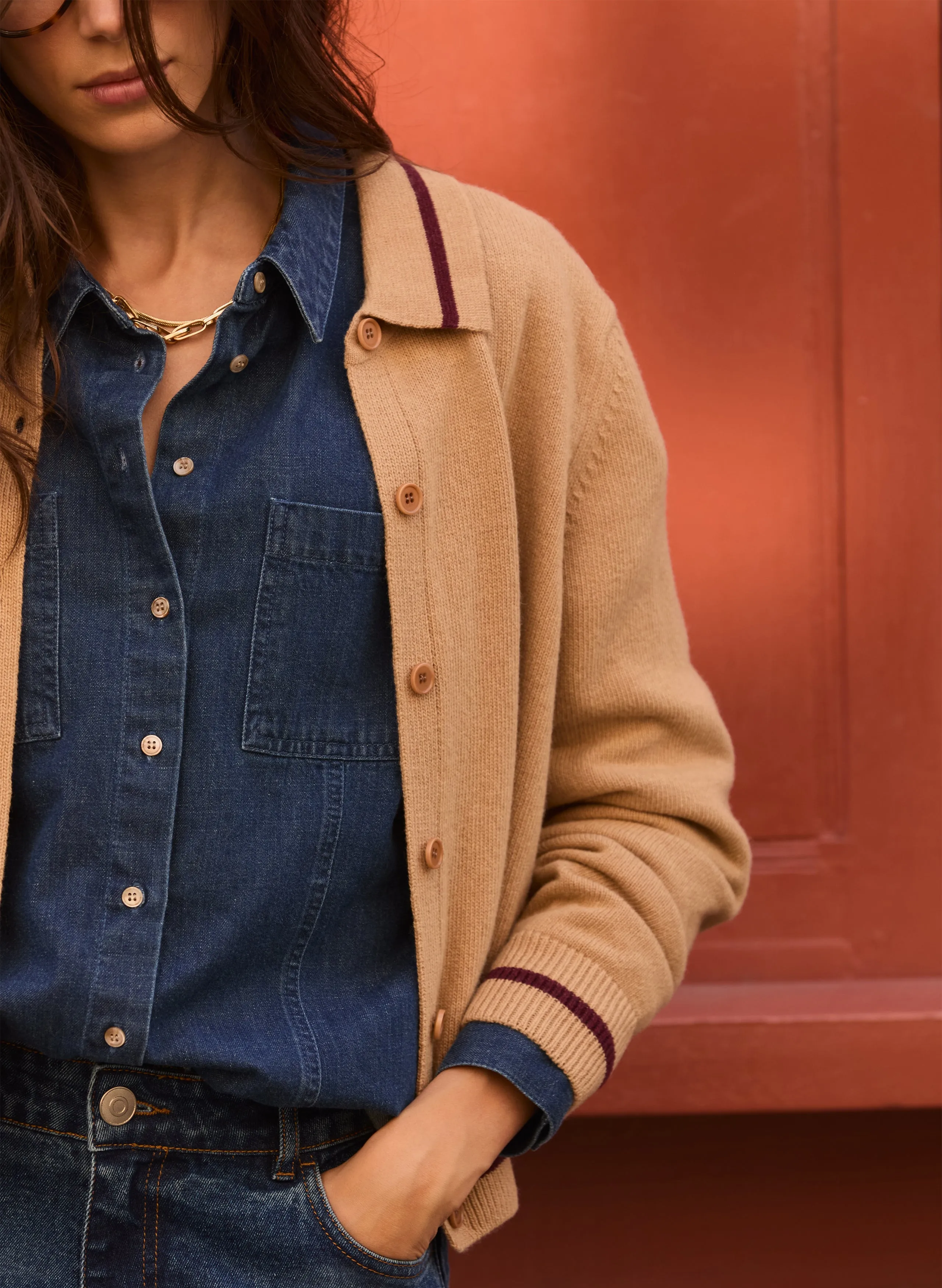 Layer Trend Gillian Wool Blend Collar Cardigan