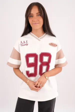 Fashion Top Stretch Material Soho V-Neck Tee Vintage White