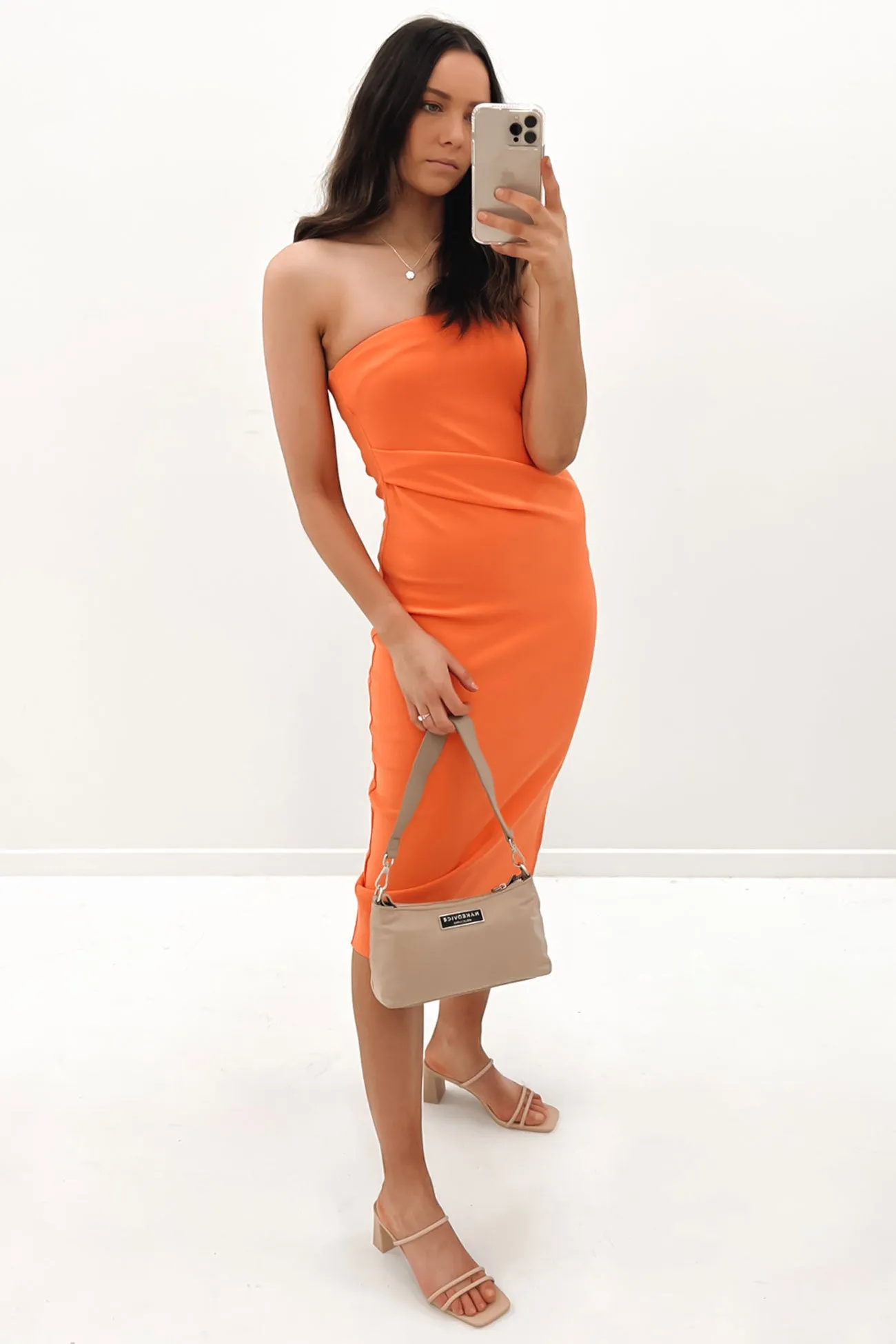 Light Motion Harlow Midi Dress Orange