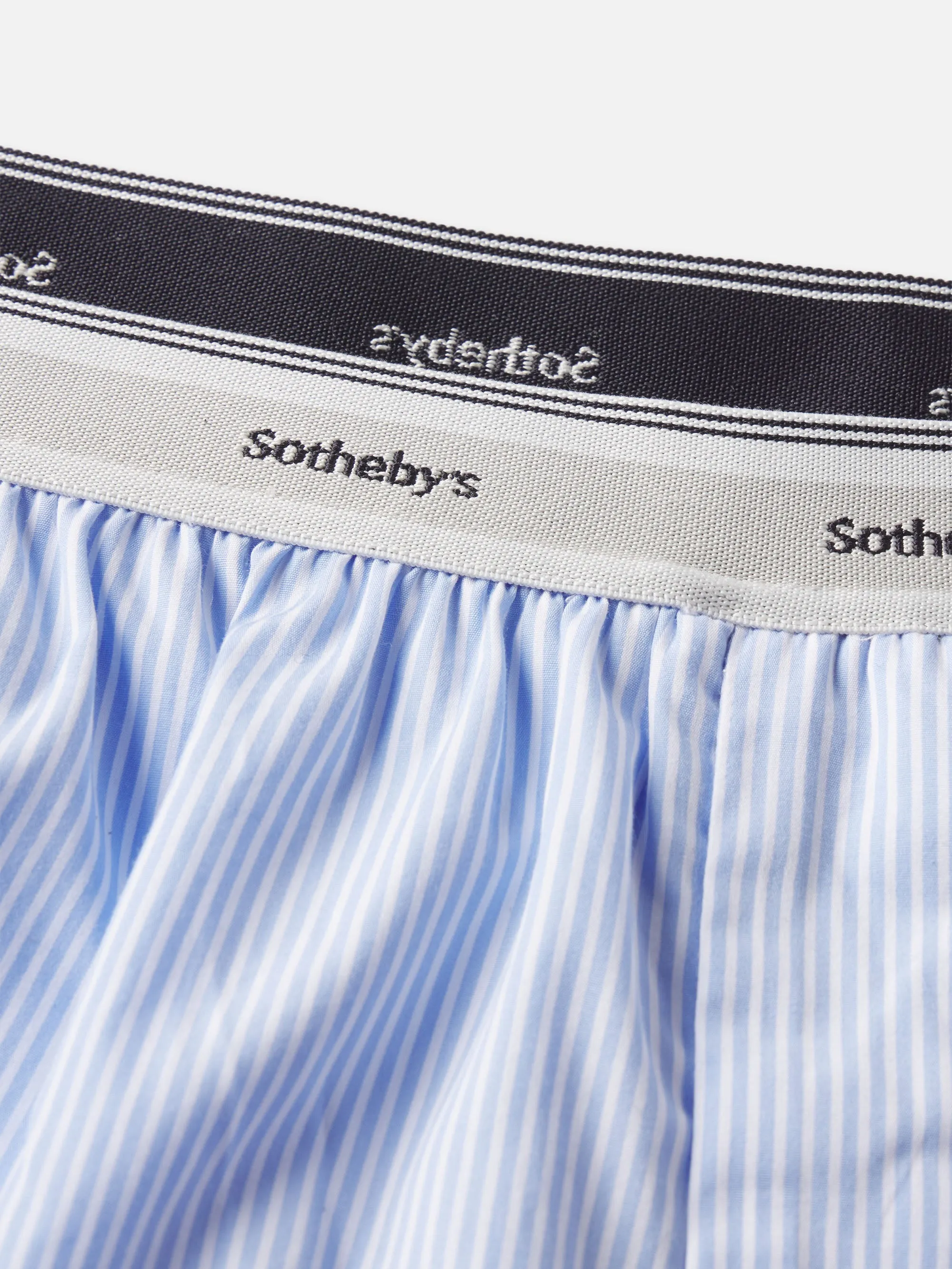 Sotheby??s Unisex Boxer Short -- Blue Stripe Raw Linen Speed Soul