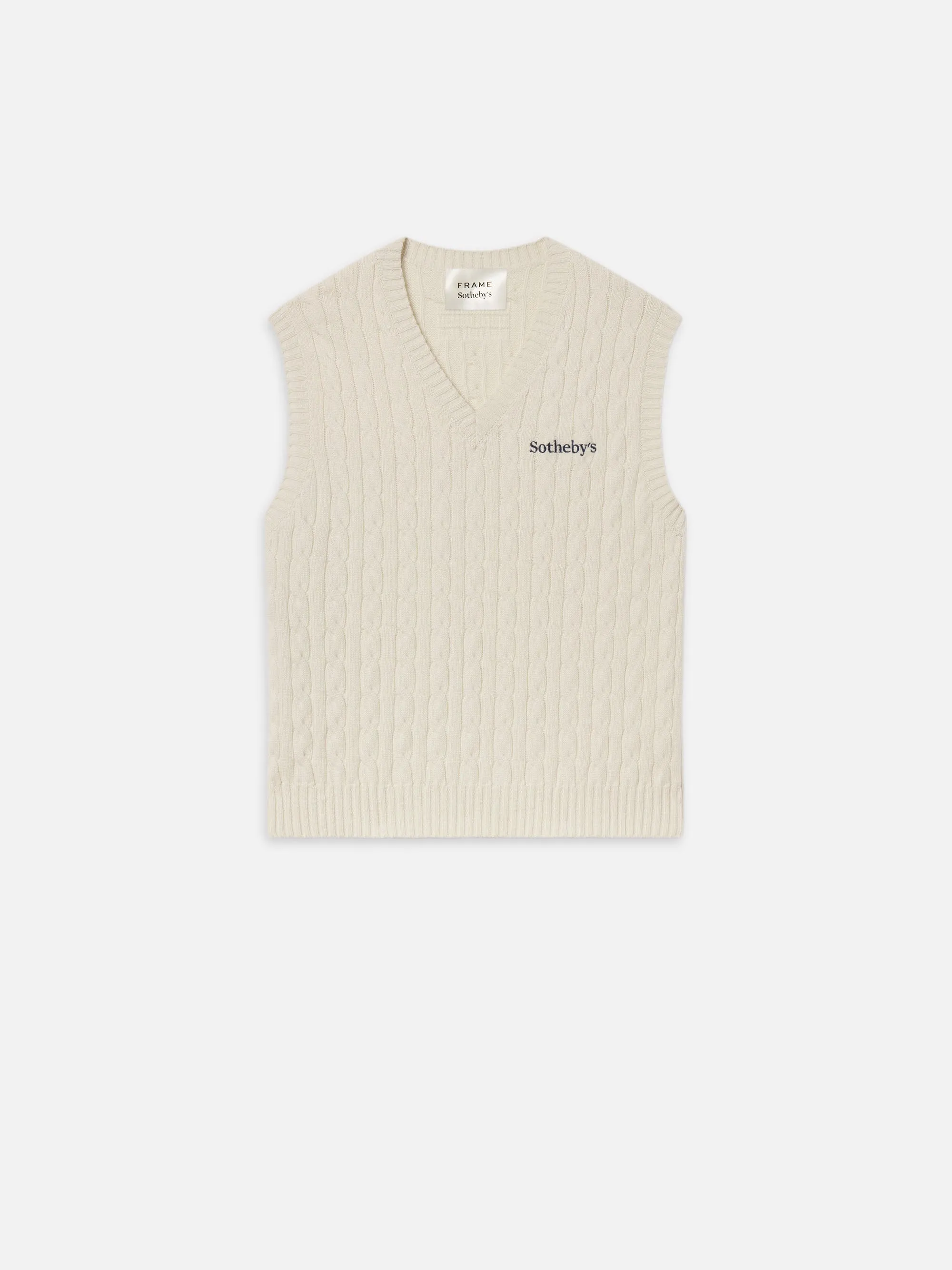 Compressed Stitch Sotheby's Unisex Cable Sweater Vest -- Cream