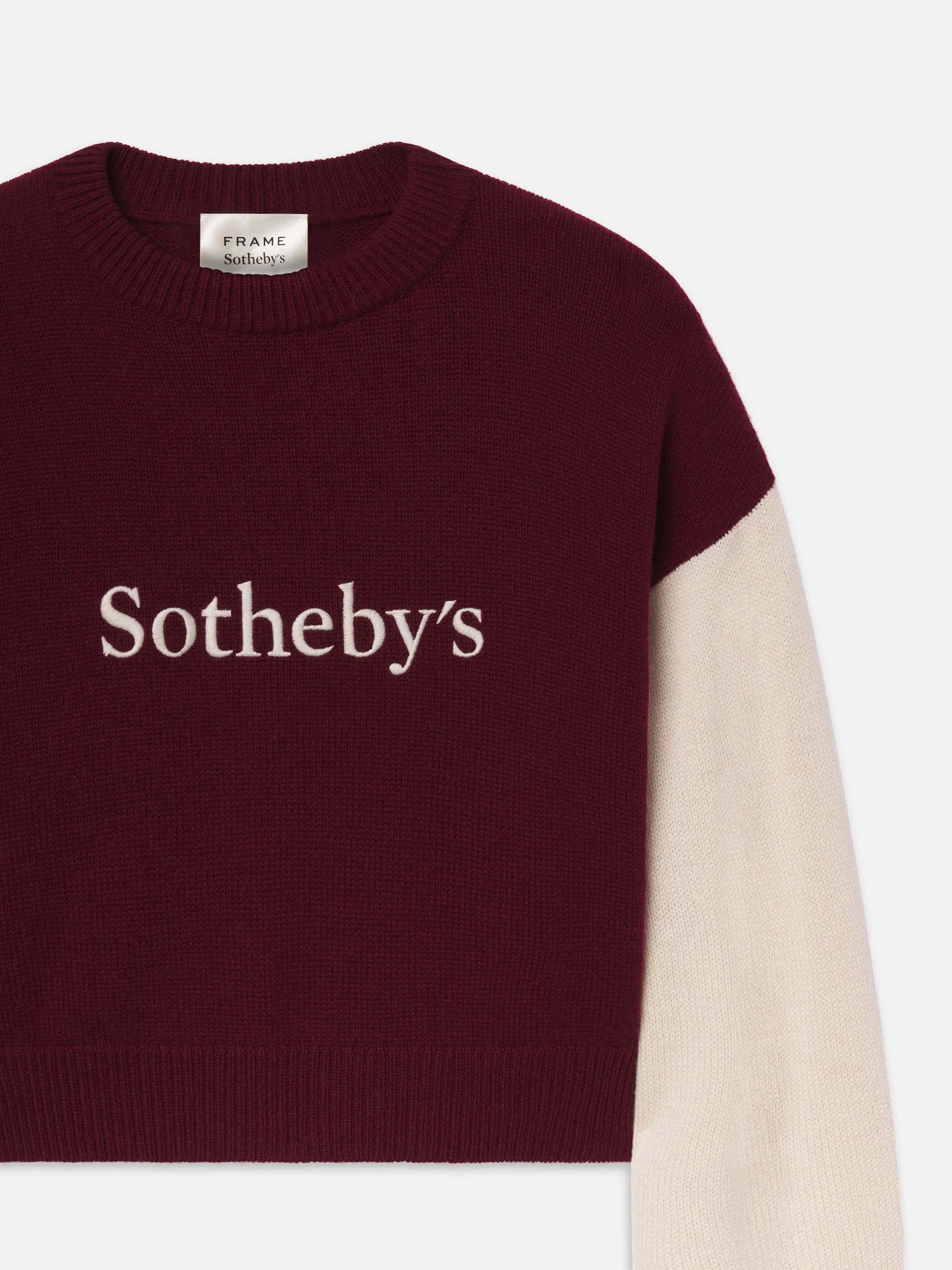 Wide Hem Detail Sotheby??s Women's Cashmere Sweater -- Burgundy Multi