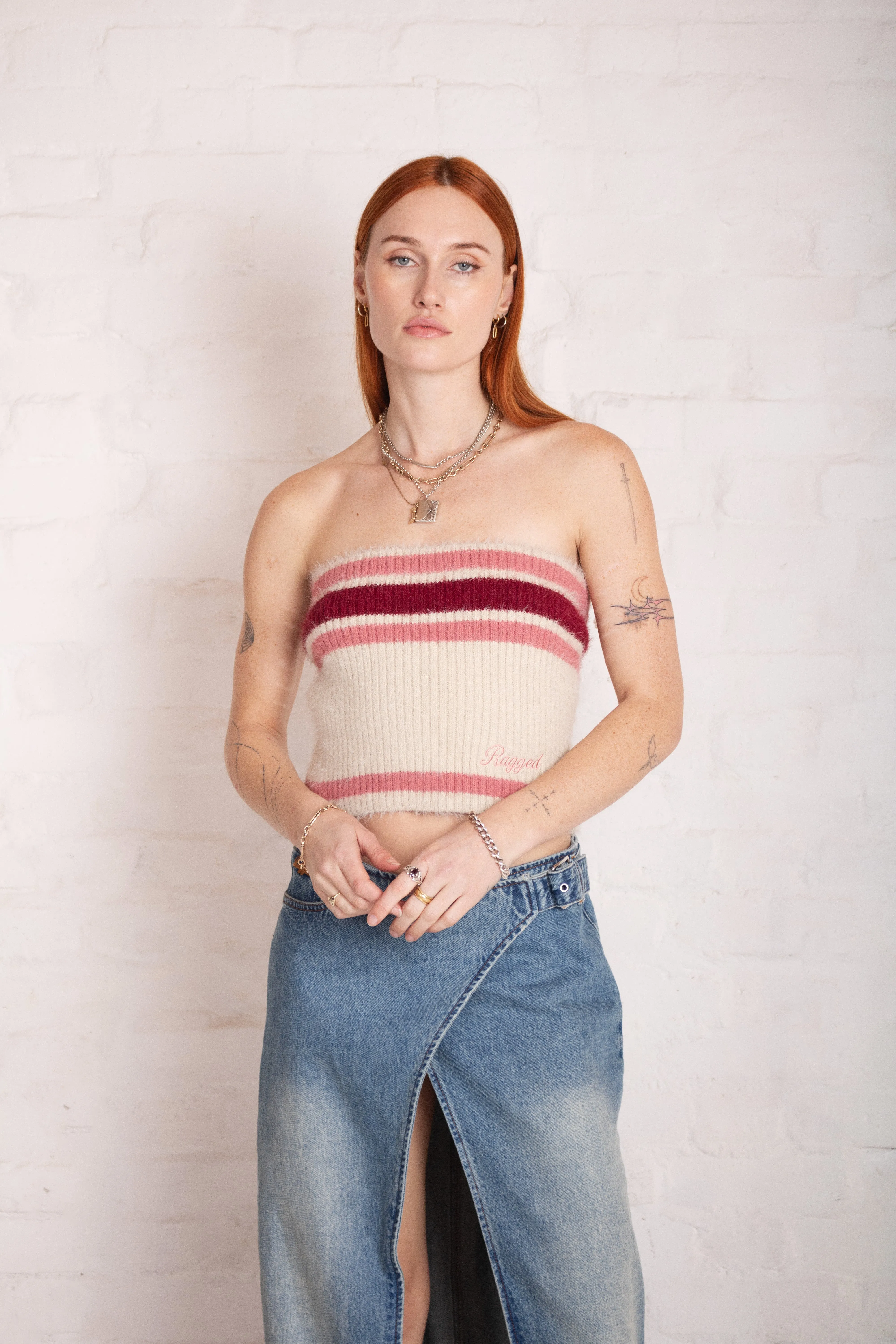 Spin Stripe Knit Bandeau Village Charm NonRestrictive Cut