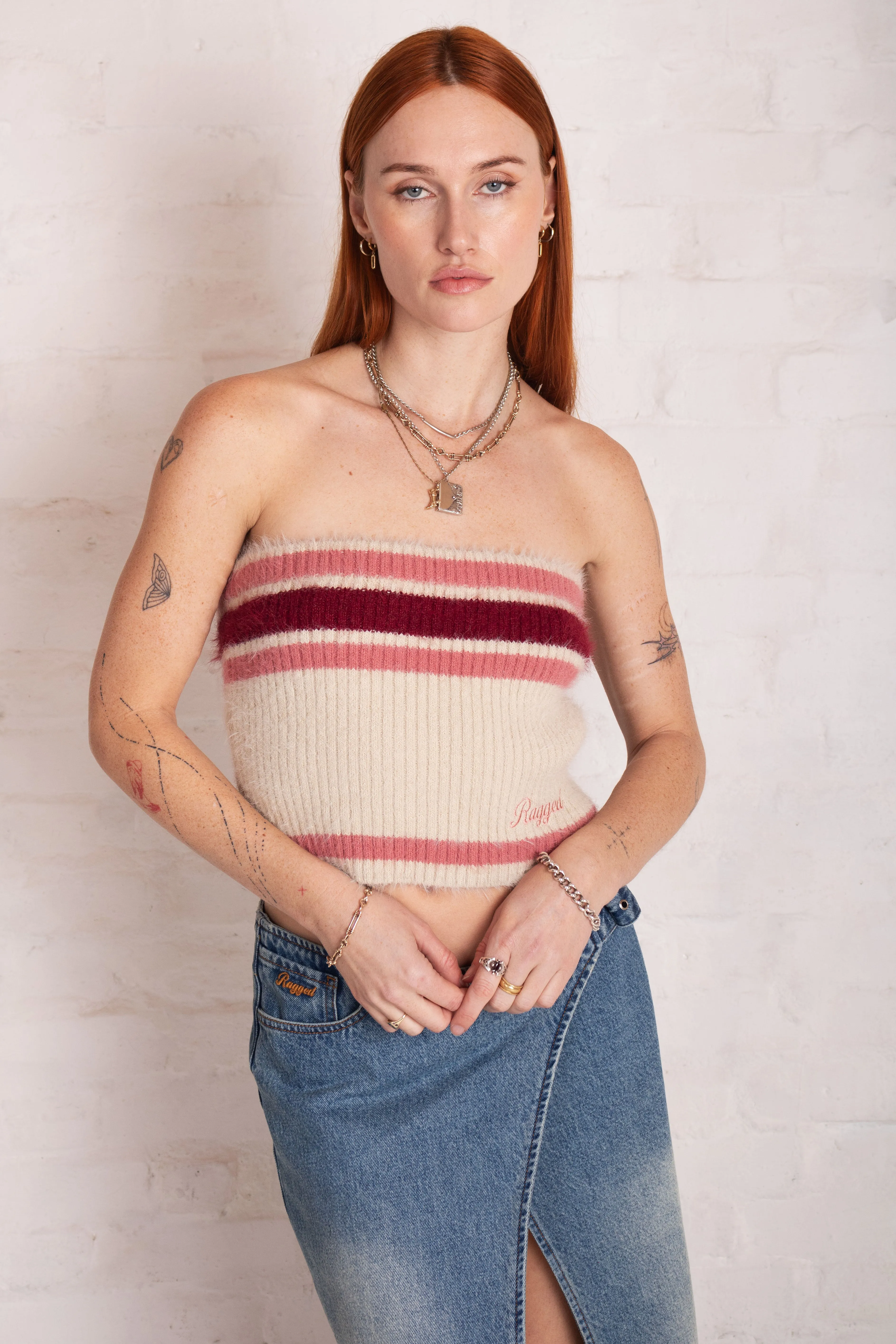 Spin Stripe Knit Bandeau WrinkleFree Material