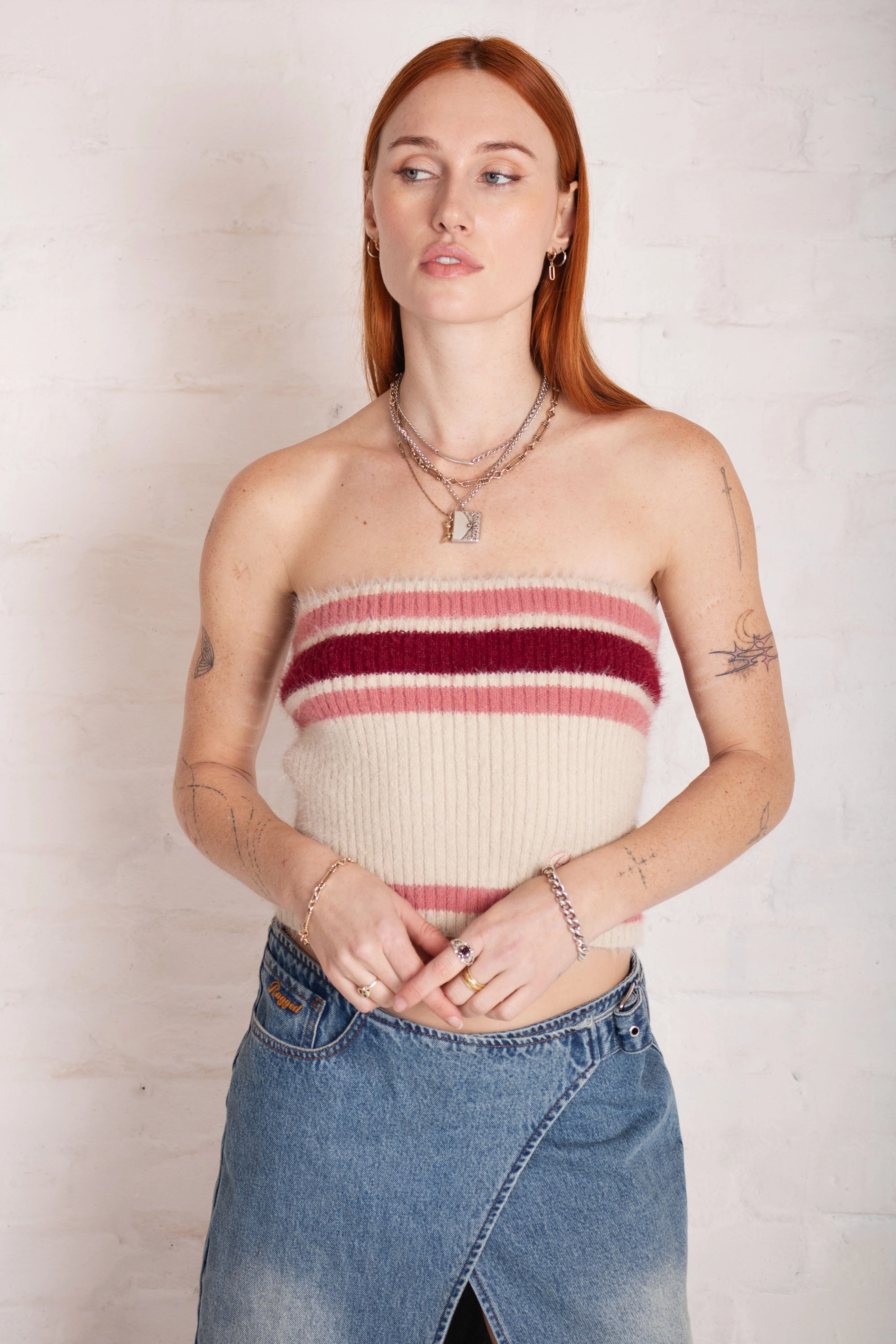 Denim style WaterRepellent Spin Stripe Knit Bandeau