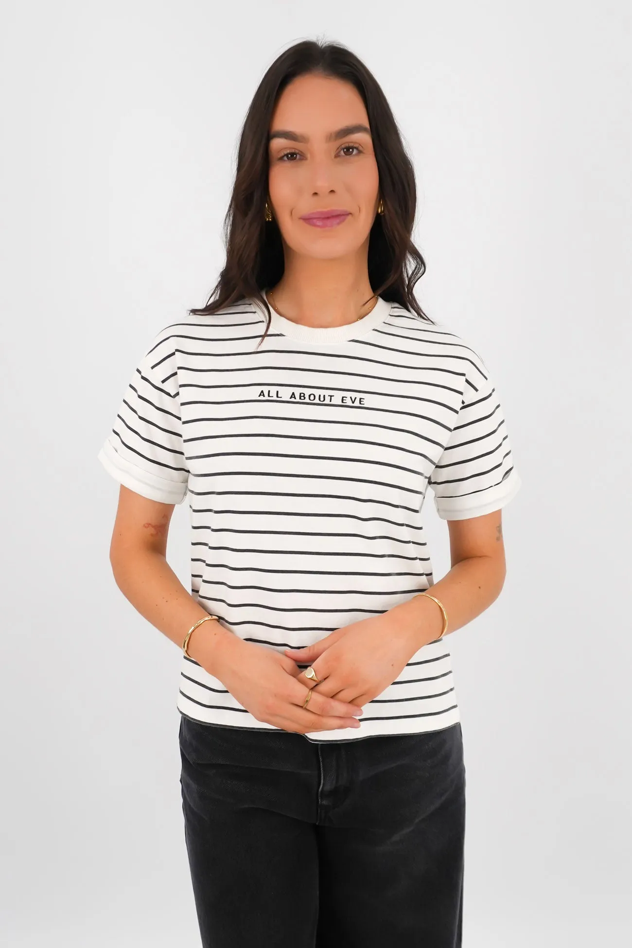 AAE Washed Stripe Tee Black Office Attire