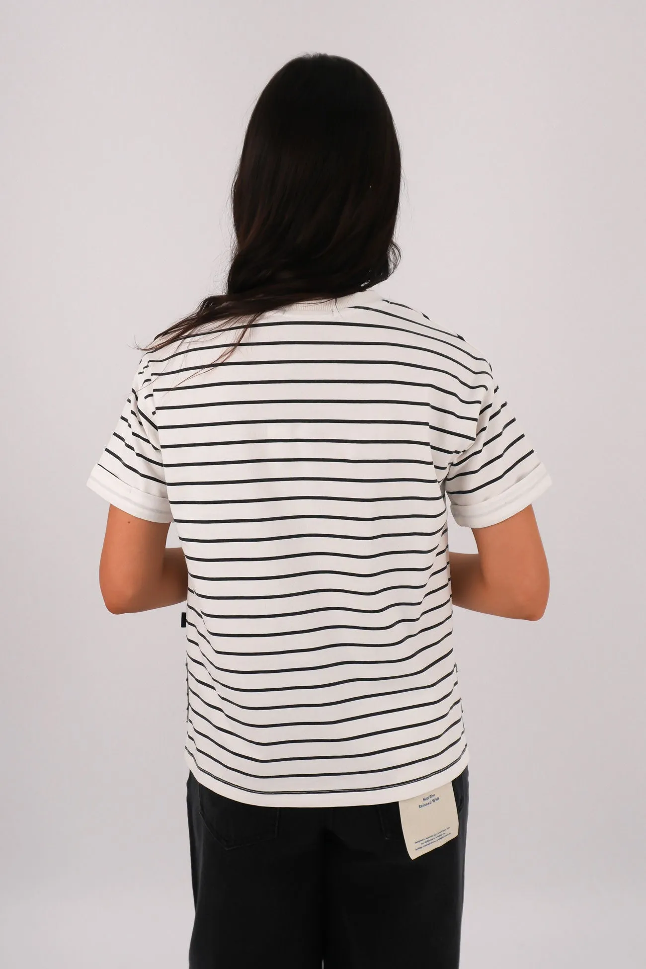 AAE Washed Stripe Tee Black NonRestrictiveCut Versatile Style Trend