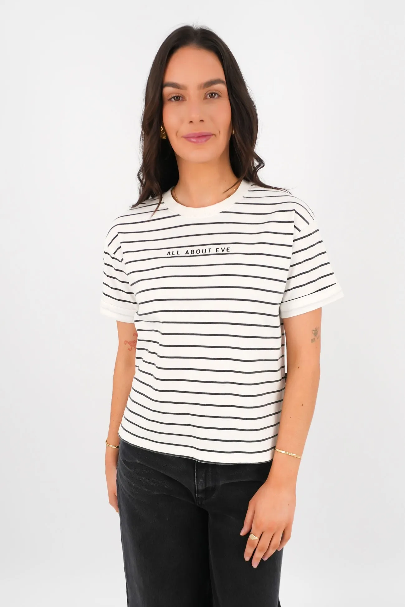 Elegant and Relaxed Trendy Design AAE Washed Stripe Tee Black