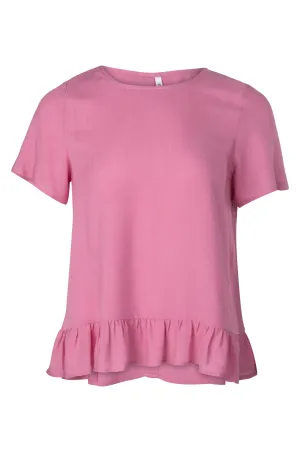 Push Edge Cold Weather Slub Rayon Top with hem frill | SOFT PINK | 3302A1