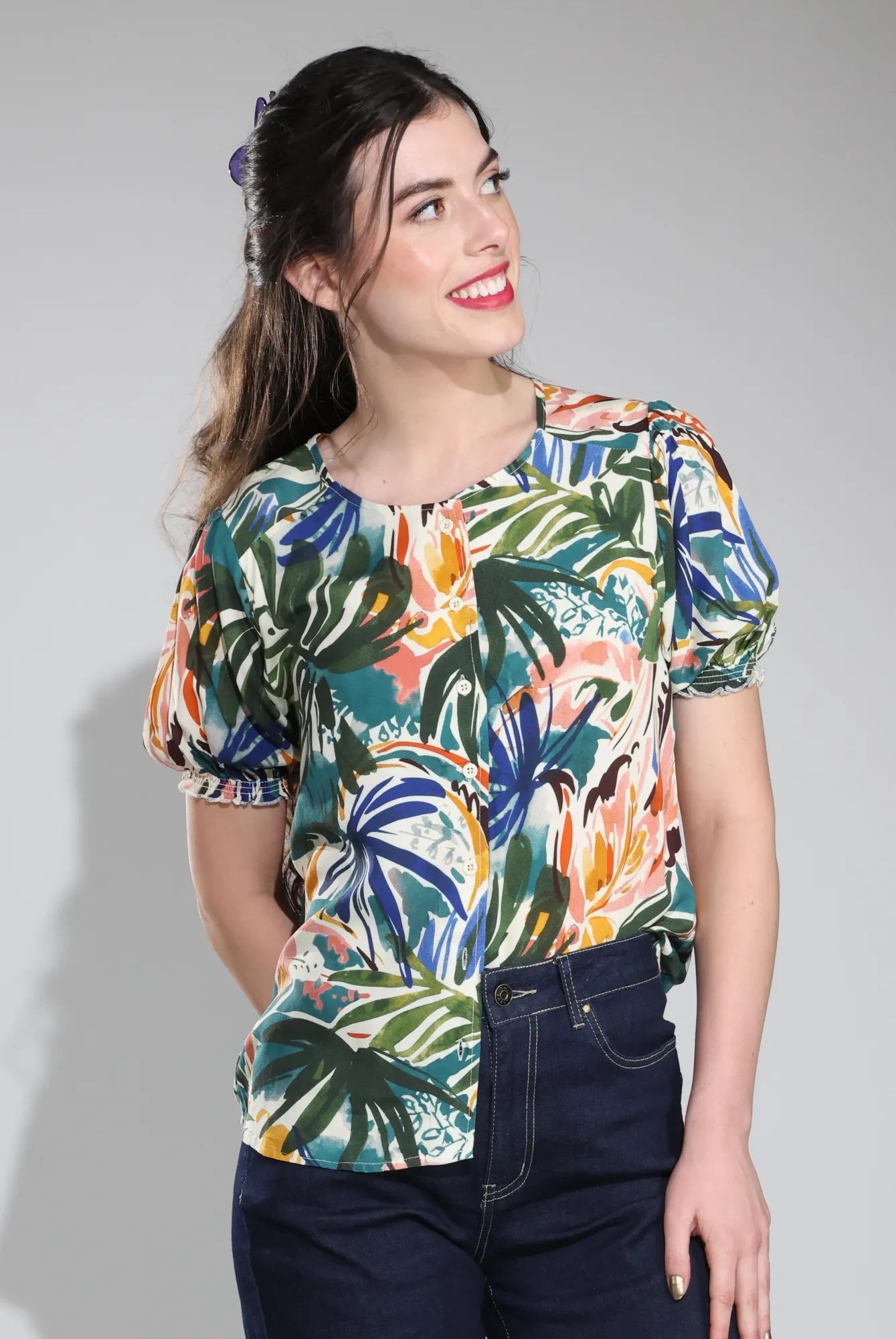 Blouse | OLIVE JUNGLE | 7331C1 Trendy Comfort Wear Everyday Chic