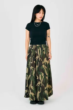 City Style Tiered Design Squad Camo Maxi Skirt