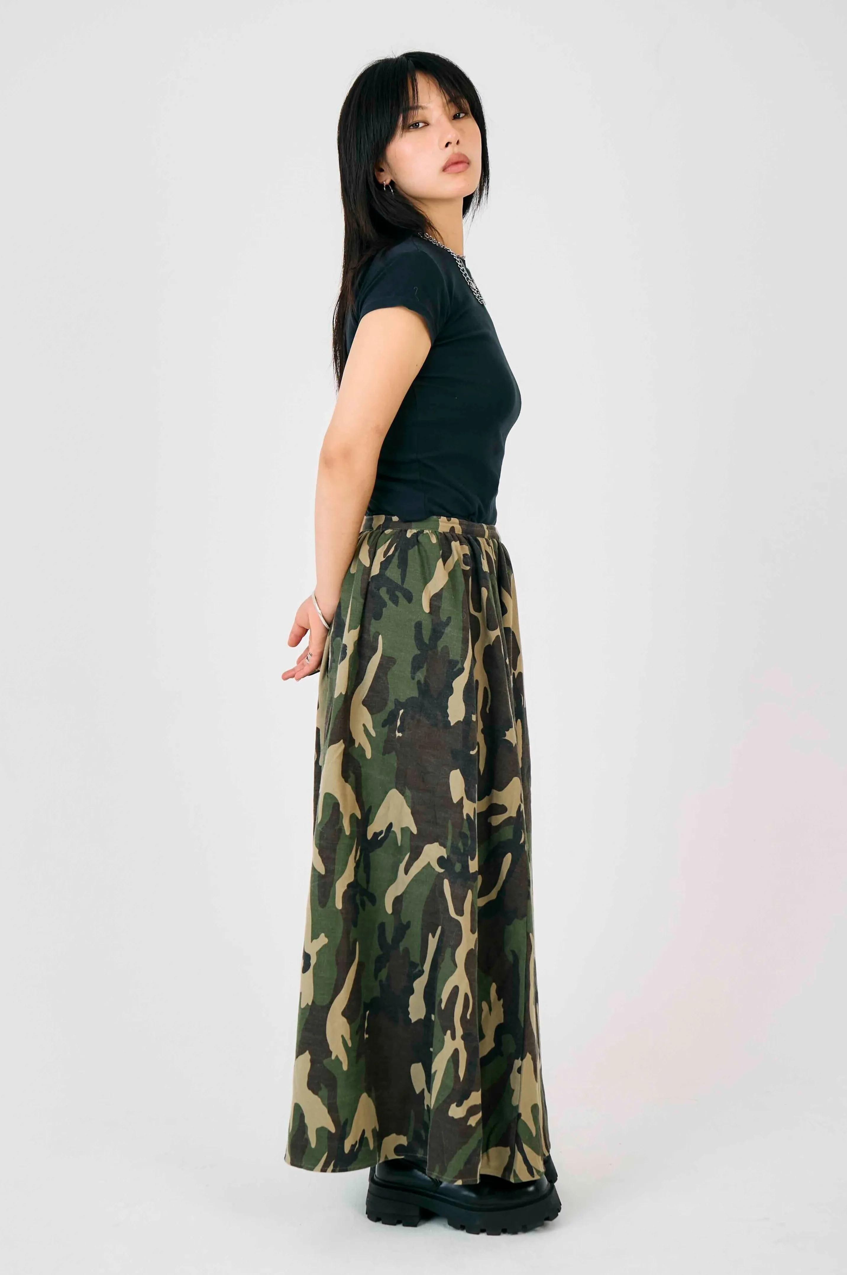 Iconic Style Style Staple Squad Camo Maxi Skirt