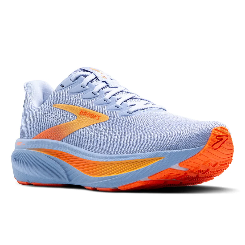 Womens Brooks Running Ghost 17 in Blue Heron/White/Orange Non Restrictive Collar