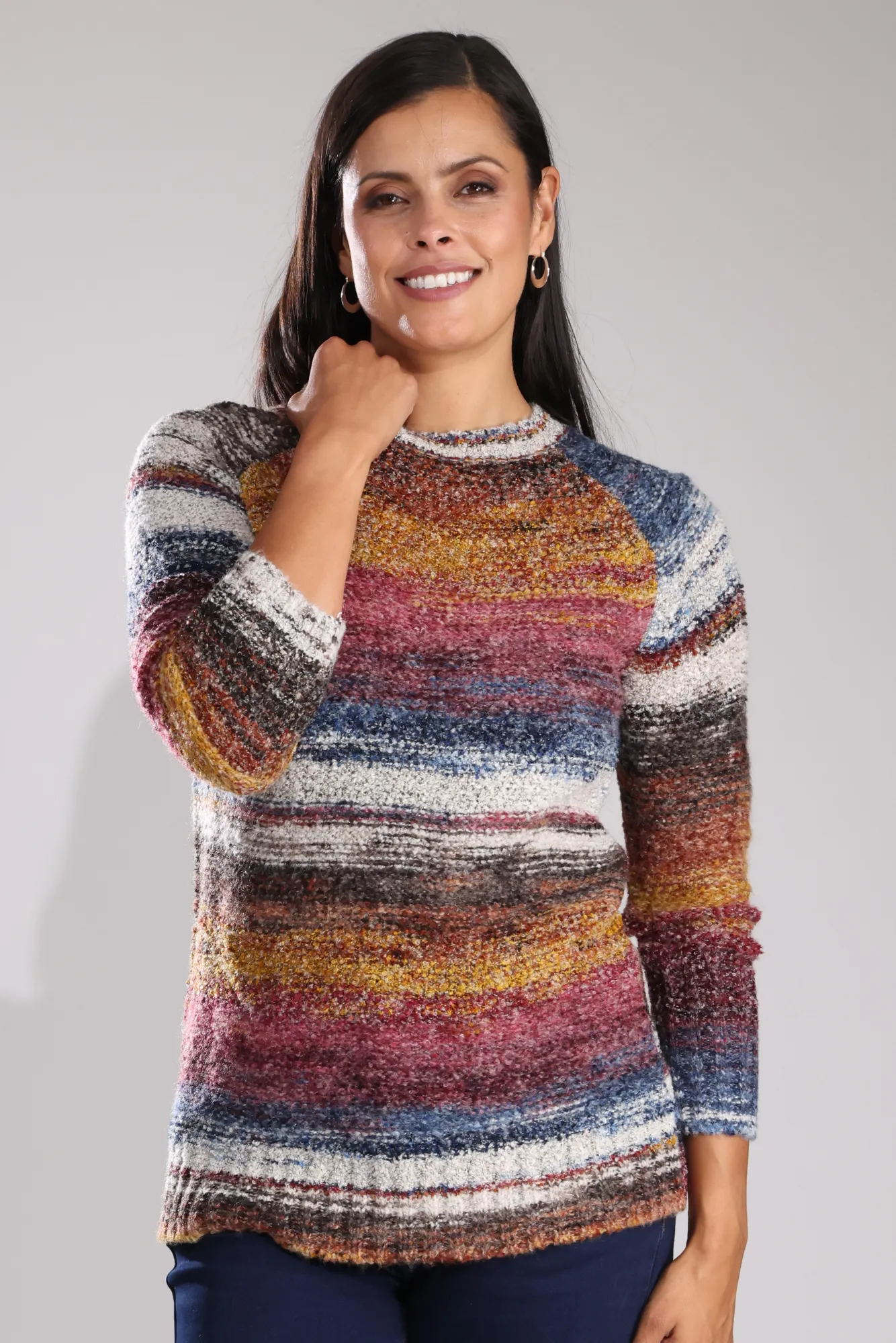 Jumper - Knitwear | Berry Navy Stripe | 6981B1 City Casual Style MultiDirectional Flexibility