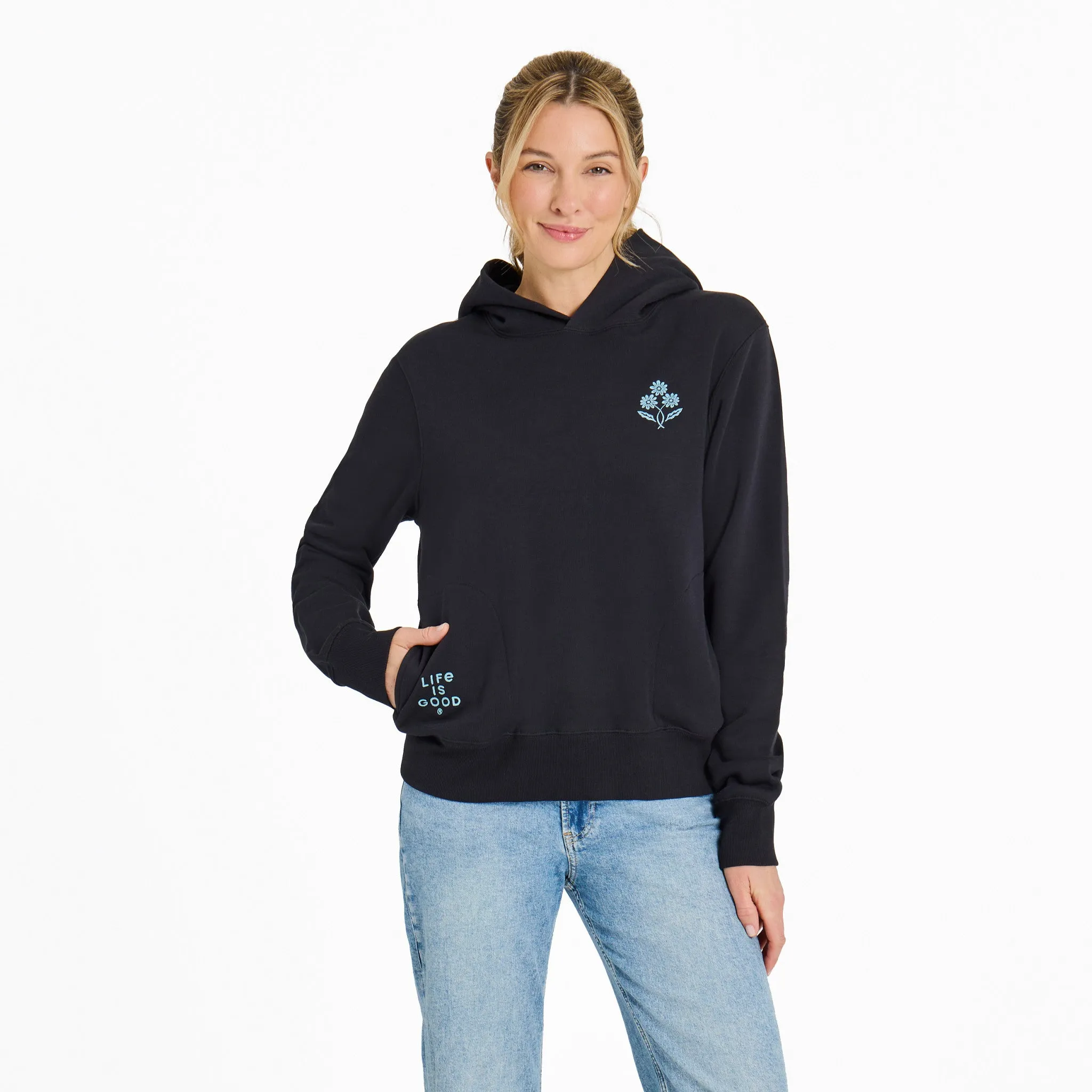 product gym ready performance Relaxed Street Women's Daisy Trio Good Vibes Fleece Hoodie