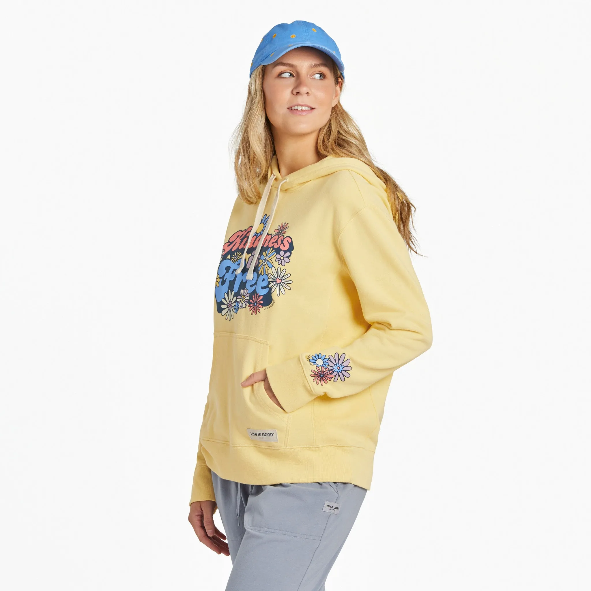 product concert wear energy Women's Kindness is Free Daisies Simply True Fleece Hoodie