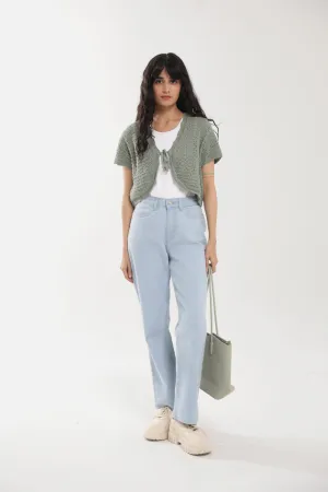 Recycled Polyester CROCHET KNIT TOP WITH LUREX