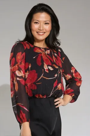 Comfortable Sweater AI Style Top | RED BLACK FLOWER | 8583B1