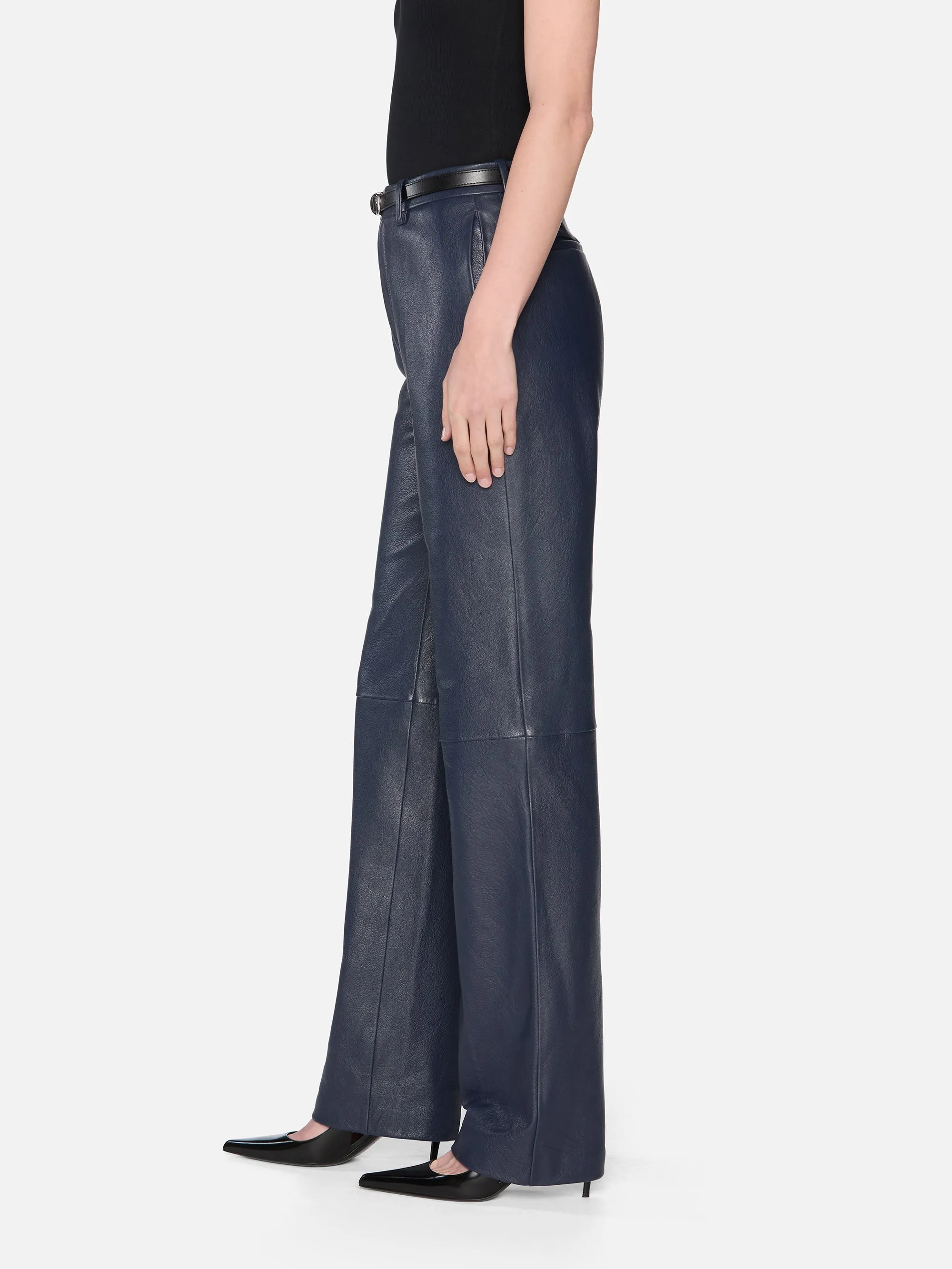 NoBuckleDesign Effortless Layer The Leather Trouser -- Dark Indigo