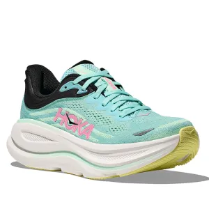 Womens Hoka Bondi 9 Wide in Blue Spark/Mint Flourite Motion Guidance Technology