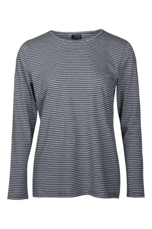 Urban Chic Garden Ease Stripe Crew neck Top | Charcoal White | 6561B1