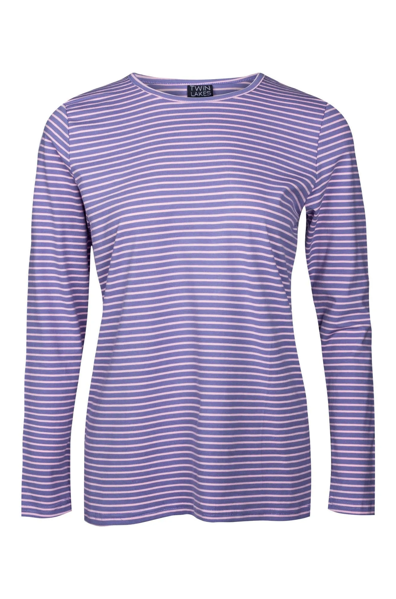 Relax Mode Stripe Crew neck Top | Indigo Pink | 6561B1