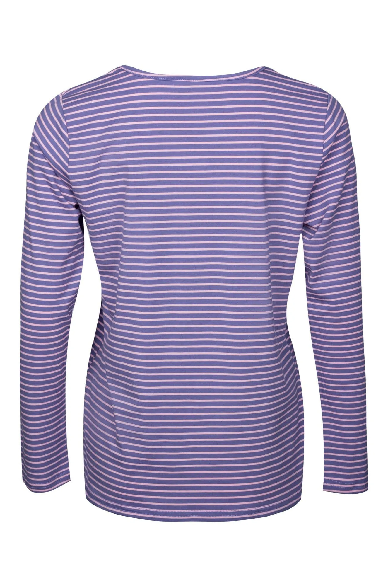 EcoFriendly Material Stripe Crew neck Top | Indigo Pink | 6561B1