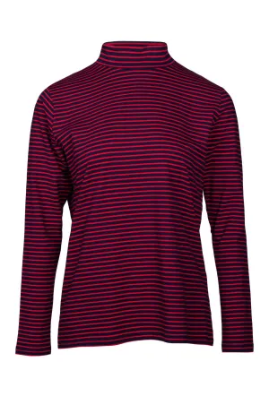 Stripe Turtle neck Top | NAVY RED | 6562B1 Trendy Boots Easy Go