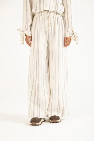 Hidden pockets Blackout fabric STRIPED WIDE LEG TROUSER